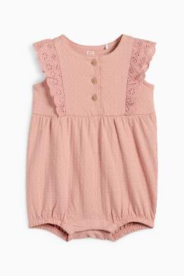 Baby-Jumpsuit - Broderie Anglaise - strukturiert