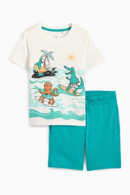 Surfer-Tiere - Set - Kurzarmshirt und Shorts - 2 teilig