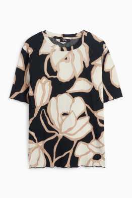 T-shirt - regular fit - floral - textured