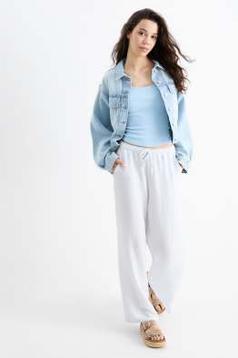Cloth trousers - mid-rise waist - wide leg