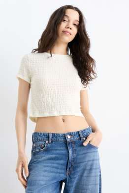 Cropped T-shirt - textured
