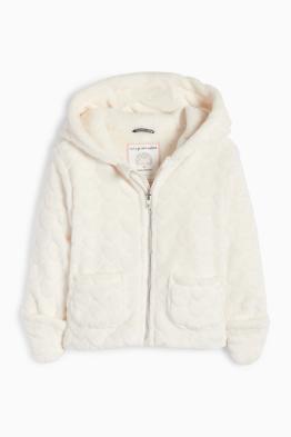 Corazones - chaqueta para bebé con capucha - con textura
