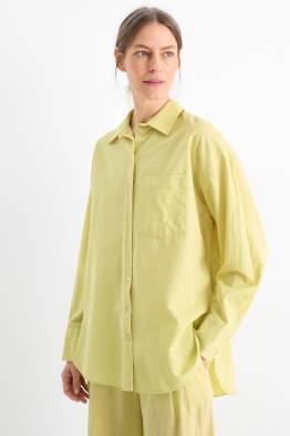 Bluse - Leinen-Mix