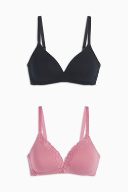 Multipack of 2 - non-wired minimiser bra - padded