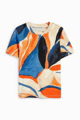 Basic-T-Shirt - Slim Fit - gemustert