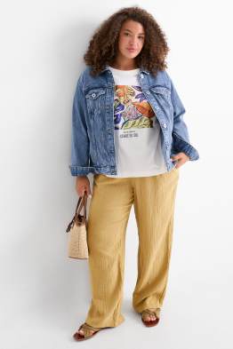 Stoffhose - Mid Waist - Comfort Fit - strukturiert