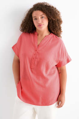 Blouse met V-hals - linnenmix