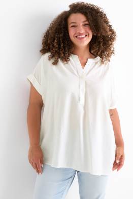 Blouse met V-hals - met structuur