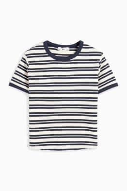 Kurzarmshirt - gerippt - gestreift