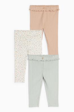 Set van 3 - bloemetje - babylegging - geribd