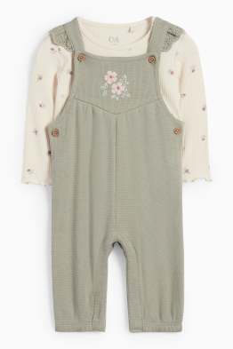 Petites fleurs - tenue bébé - broderie anglaise - 2 pièces