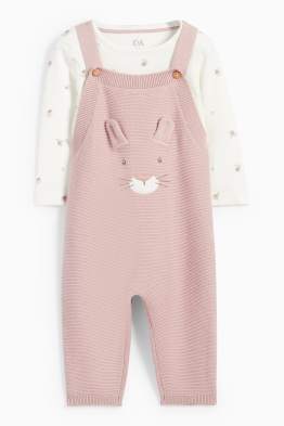 Blümchen und Häschen - Baby-Outfit - 2 teilig