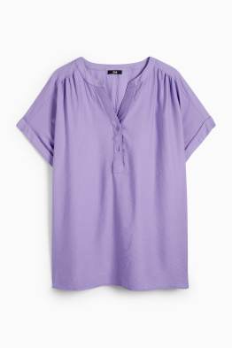 Bluse mit V-Ausschnitt - strukturiert