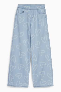 Wide leg jeans - met patroon