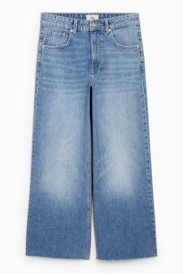 Crop Wide Leg Jeans - Mid Waist