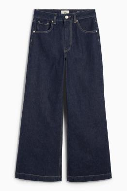 Korte wide leg jeans - mid waist