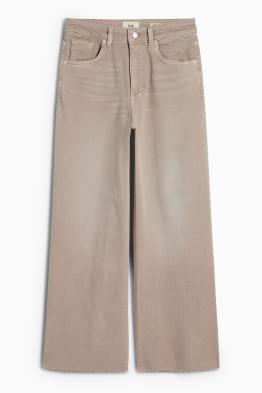 Crop Wide Leg Jeans - Mid Waist