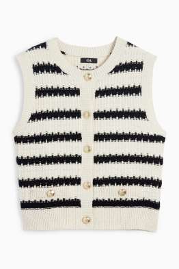 Knitted waistcoat - striped - textured