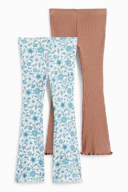 Set van 2 - bloemen - flared legging - geribd