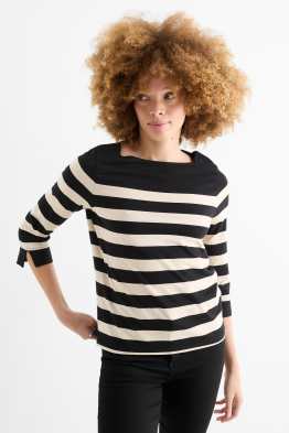 Basic-Langarmshirt - gestreift
