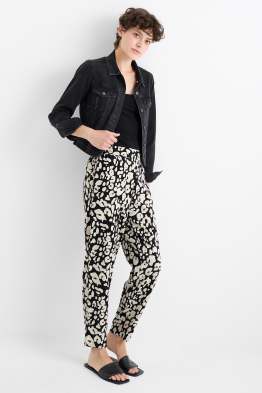 Stoffhose - High Waist - Tapered Fit - Leo-Print
