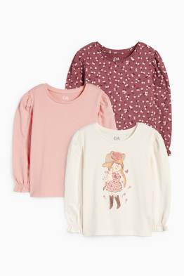 Set van 2 - meisje en bloemen - longsleeve