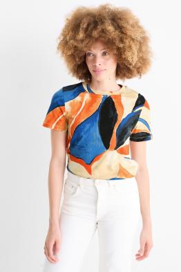 Basic-T-Shirt - Slim Fit - gemustert
