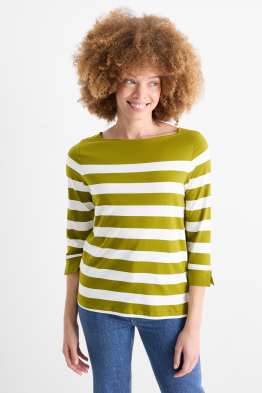 Basic-Langarmshirt - gestreift