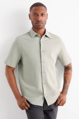 Shirt - relaxed fit - kent collar - textured