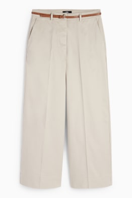 Pantalons de tela amb cinturó - high waist - wide leg
