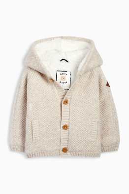 Baby-Strickjacke mit Kapuze - strukturiert