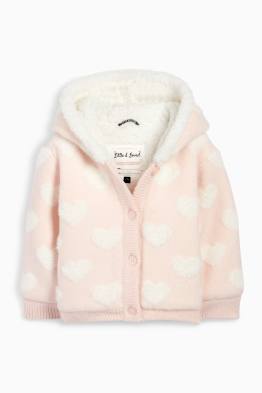 Hartjes - gebreid babyvest met capuchon