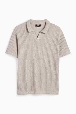 Strick-Poloshirt - gerippt