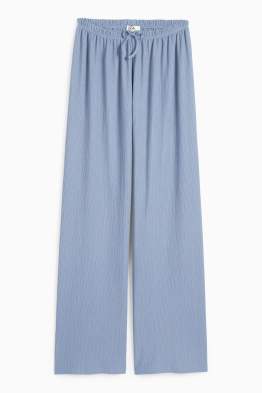 Broek van jersey - mid waist - wide leg - met structuur