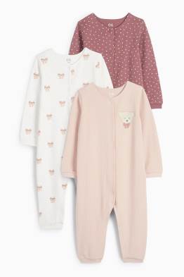 Set van 3 - beertje en strik - babypyjama
