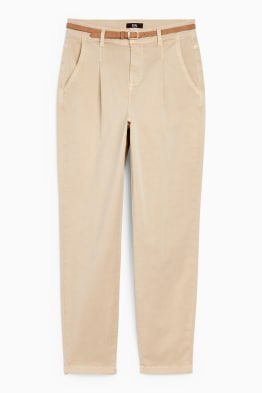 Pantalon met riem - high waist - tapered fit