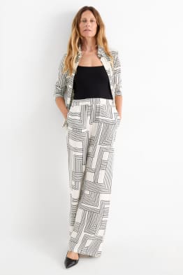 Pantalon - high waist - wide leg - met patroon