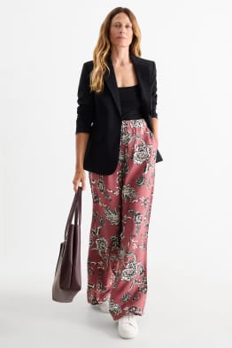 Stoffhose - High Waist - Wide Leg - geblümt