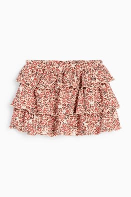 Gonna - a fiori - tessuto tramato