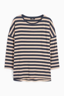 Basic-Langarmshirt - gestreift