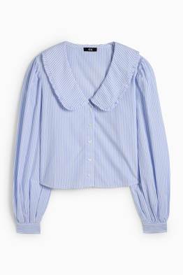 Blusa con scollo a V - a righe