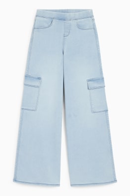 Jeans Baggy Fille 7-14 Ans - Pantalon Large Léger En Denim Doux - Taille élastique, Coupe Loose Fit - Style Décontracté Streetwear