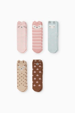 Multipack 5er - Tiere - Socken mit Motiv - gemustert