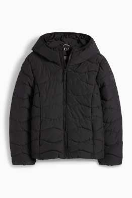 Quilted jacket with hood - water-repellent