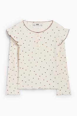Longsleeve - geribd - met stipjes