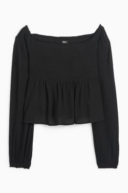 Crop Bluse - gesmokt