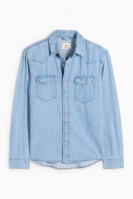 Camicia di jeans - regular fit - collo all'italiana