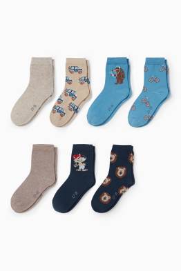 Multipack 7er - Fahrzeuge und Tiere - Socken mit Motiv
