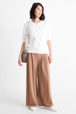 Basic broek van jersey - mid waist - palazzo