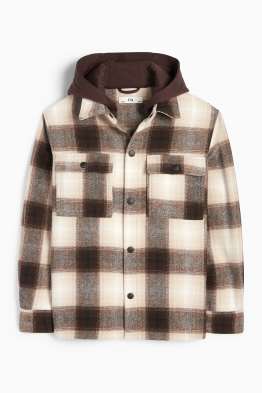 Sobrecamisa con capucha - de cuadros